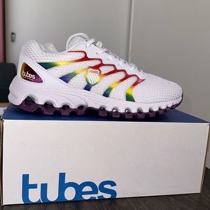 White and Rainbow K-Swiss Tubes